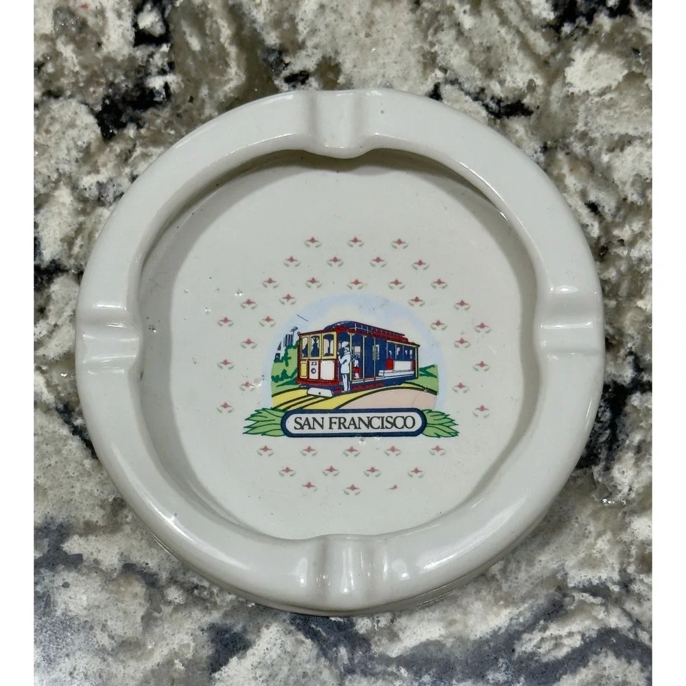 Vintage SAN FRANCISCO California Ashtray Landmarks Collectible Tobacco Streetcar
